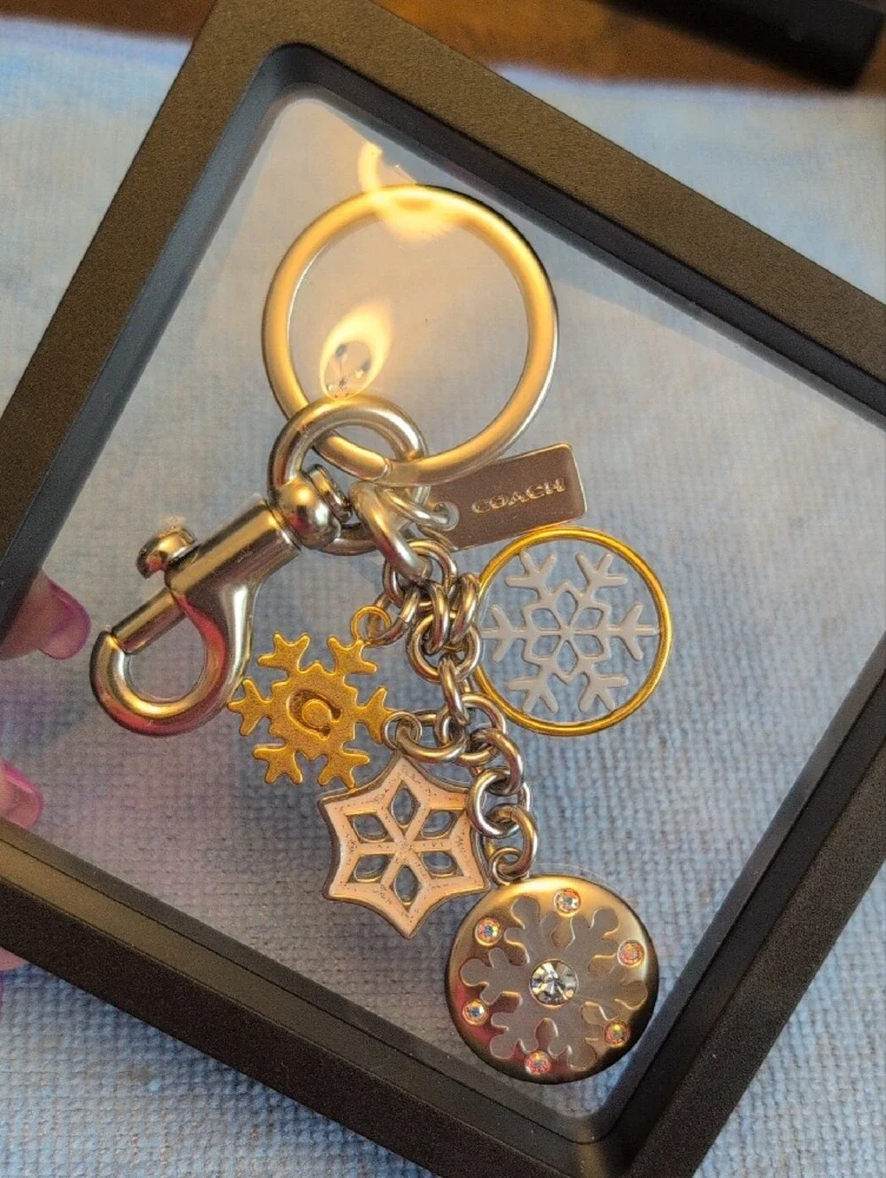 Coach Mixed Metal Snowflake Bag Charm Key Chain